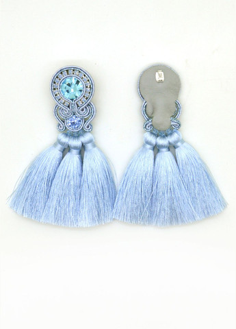 Сережки з трьома китицями в бохо стилі бежеві Olha Serhiichuk jewelry (325877779)