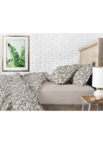 Півтораспальний комплект на резинці BEIGE FLOWERS Ранфорс 160х220 см Cosas (307386944)