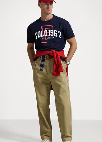 Темно-синя футболка з бавовни slim fit Polo Ralph Lauren