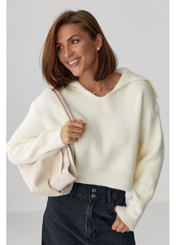 Молочный демисезонный джемпер в рубчик No Brand