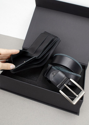 Подарочный мужской набор 2501 (кошелек и ремень) черный в коробке HandyCover (314799993)