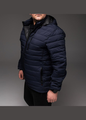 Темно-синя демісезонна утеплена стьобана куртка батал Vakko