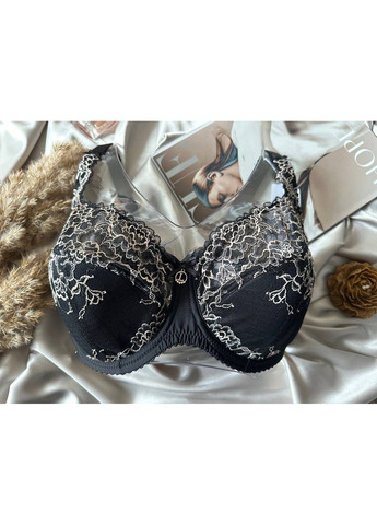 Чёрный черный бюстгальтер большого размера на чашку н (8 размер) Lanny Mode