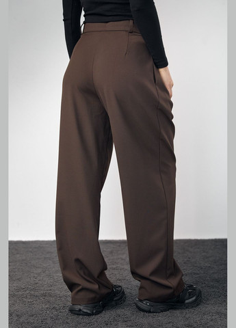 Темно-коричневые классические демисезонные прямые брюки Lurex