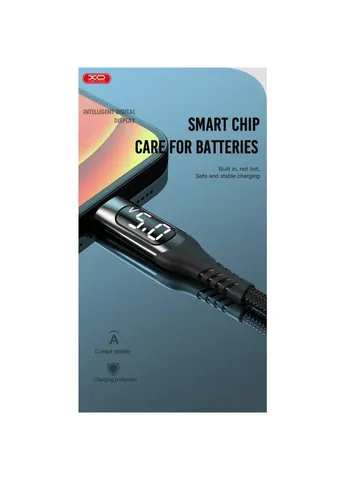 Дата кабель USB 2.0 AM to Lightning 1.0m 2.4A LED black (NB162-L-1-BK) XO (382069132)