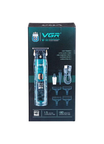 Тример для стрижки акумуляторний з 4 насадками Зелений V-961 VGR (370974781)