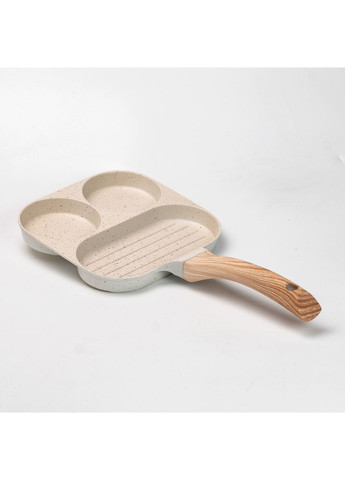 Сковорода квадратна порційна на 3 секції пательня з антипригарним покриттям для всіх плит бежева No Brand (367724350)