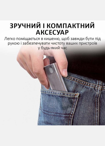 Набір 2 в 1 спрей 10мл + мікрофібра / для очищення екрану телефону, планшета, ноутбука / Синій No Brand (322566933)