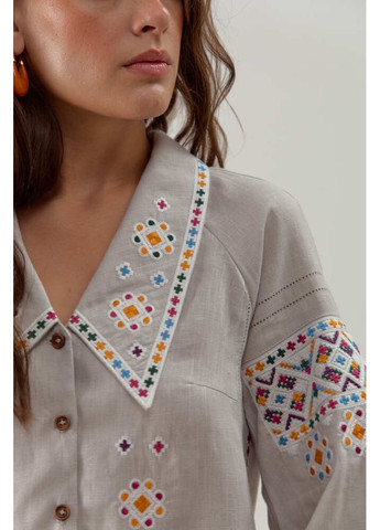 Сіра жіноча лляна вишиванка подільська світла (fm3046) Folk Moda (371191350)
