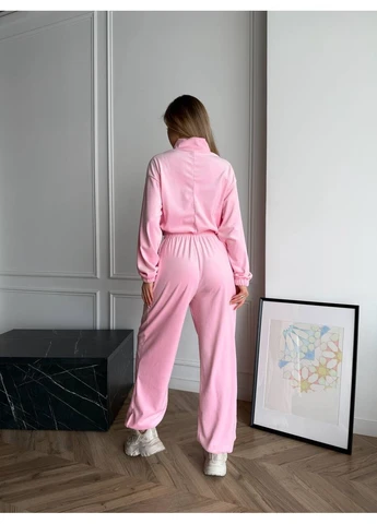 Комбінезон жіночий велюровий Style Point комбінезон-брюки однотонний рожевий повсякденний, кежуал велюр