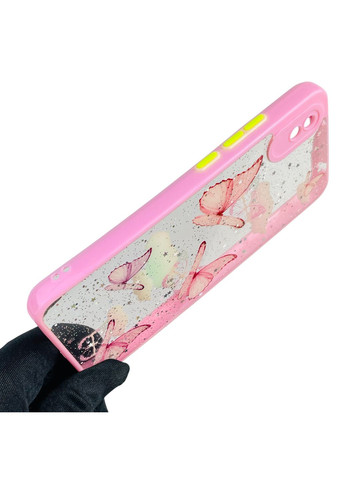 Чехол для Redmi 9A с блёстками с бабочками на сяоми редми 9а розовый Xiaomi (366388607)