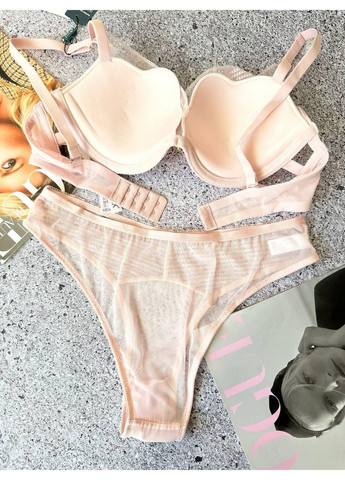Пудровый молодежный комплект женского белья — сочетание трендового дизайна и комфорта пудровый CHLX