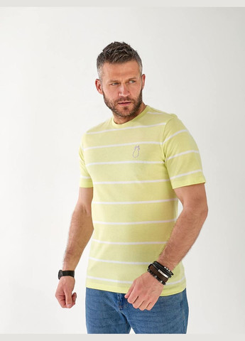 Салатовая мужская футболка в полоску Fashion