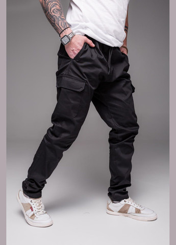 Штани джогери чорного кольору з накладеними кишенями Vakko (279560898)