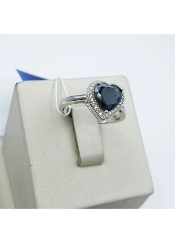 Каблучка срібна з кубічним цирконієм "Серце" 17 3,78 г No Brand (369737157)