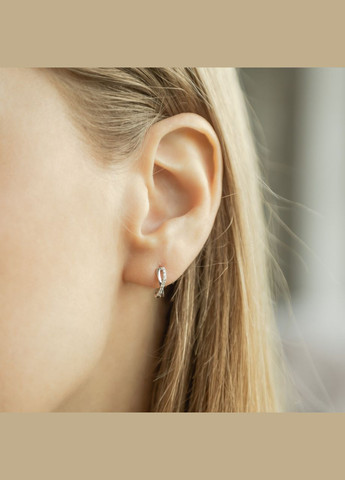 Серебряные серьги пуссеты Бесконечность с белыми фианитами No Brand (333705632)