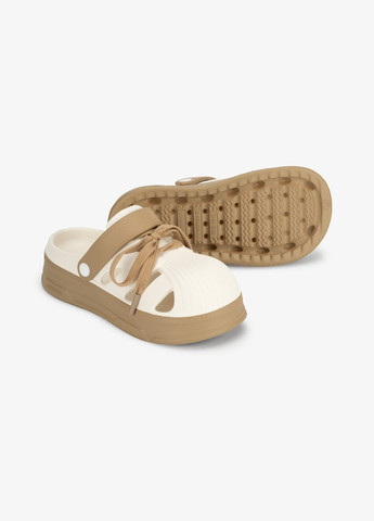 Цветные кроксы женские 296-1 бело-бежевый shop (2000990979797) No Brand