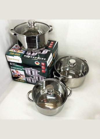 Набор каструль кастрюль с антипригарным покрытием RB-605 8 шт, GB-813 Хорошие кастрюли Rainberg (351486071)