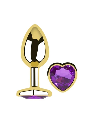 Анальна пробка із кристалом Gold Heart Plug Purple size S Egzo (395872014)