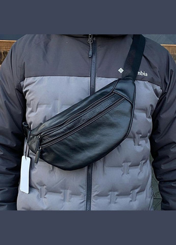 Бананка з натуральної шкіри, сумка чоловіча-жіноча барсетка чорна сумочка No Brand (298794009)