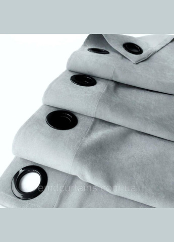 Комплект шторы на черных люверсах 2 шт с подхватами 355х250 см микровелюр Серо-голубой No Brand (337358395)