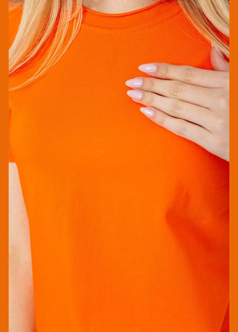 Оранжевая летняя футболка женская однотонная, цвет черный, Ager