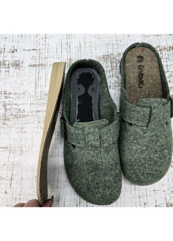 Зеленые тапочки мужские бежевые фетровые на полиуретановой подошве Inblu