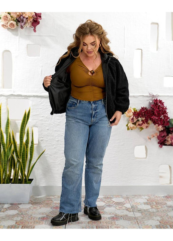 Черная демисезонная куртка женская тедди Style Point