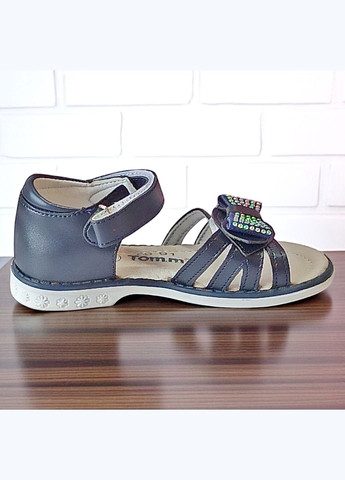 Синие ортопедические босоножки открытые сандалии на липучках для девочки том м Tom.M со стразами, с бантом