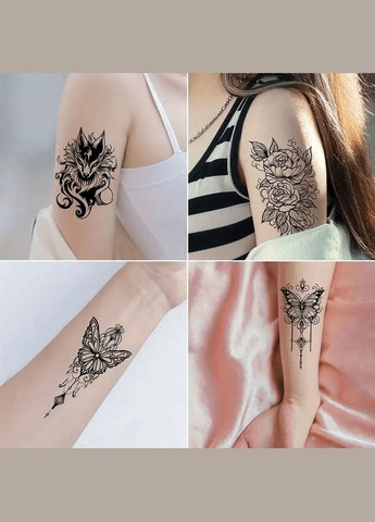 Набір дитячих тимчасових татуювань "Чорні міні №4" black tattoo mini set 4 H Fresh Tattoo (364127018)