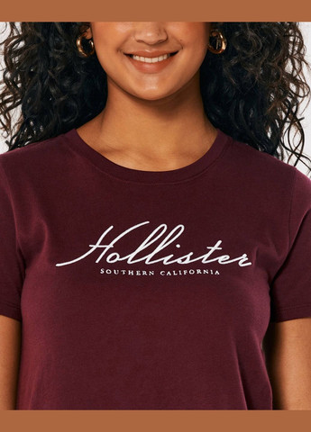 Бордовая летняя футболка hc9626w Hollister