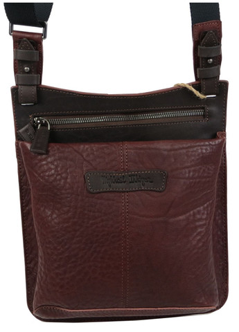 Шкіряна чоловіча сумка планшетка Михайло Іхтяр 45041 Бордовий із коричневим Mykhail Ikhtyar (298473243)