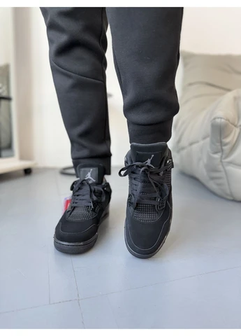 Чорні літні кросівки nike 4 retro black cat найк аір ретро No Brand