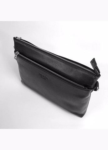 Шкіряна чоловіча прямокутна чорна сумка портфель папка через плече для документів а4 ноутбука No Brand (292404333)