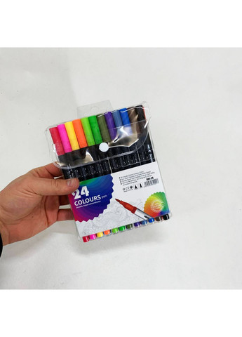 Профессиональный набор 24 шт двухсторонних маркеров линер+кисть с мягкой головкой на водной основе No Brand (366238752)