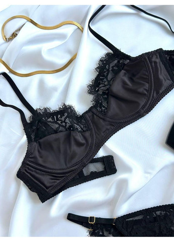 Чорний демісезонний повсякденний комплект жіночої нижньої білизни s чорний (do3365) Ghazel