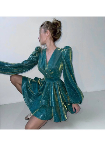 Изумрудное повседневный платье женское с пышной юбкой KaraMix однотонное