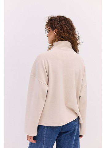 Светло-бежевый женский флисовый свитшот с воротником на молнии Arjen (361314428)