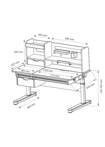 Парта FunDesk Pensare Grey (354781678)