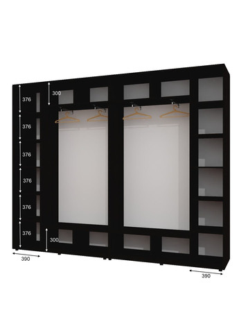 Шафа-купе чотиридверна 300*45*220 см Венге магія 4 двері Дзеркало ШК-02 Алекса (360452911)