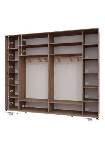 Шафа-купе тридверна 300*60*240 см Дуб Сонома трюфель 3 двері ДСП Люкс-147 Алекса (360444161)