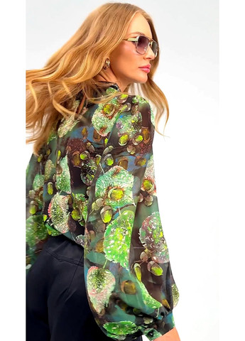 Комбинированная шифоновая блуза в эксклюзивный принт - ua42 / eu36 Iren Klairie