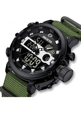 Чоловічий наручний годинник Prof Green з підсвічуванням та будильником Зелений Besta (301536600)