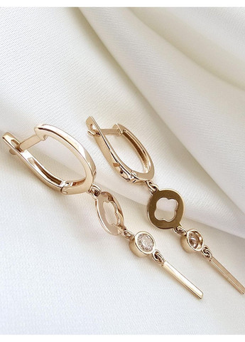 Золоті сережки-підвіски с фіанітами 110585-1с Столична Ювелірна Фабрика (355795894)