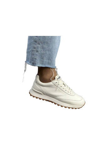 Белые всесезонные женские кроссовки молочные белые кожаные l-13-2r 23 см(р) Lonza