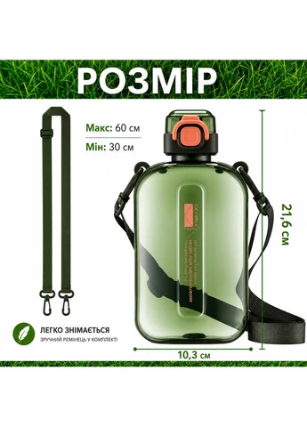 Спортивна пляшка для води SPORT (750 мл) — BPA-free пластик, зелена No Brand (394212932)