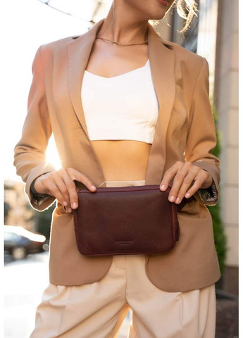 Кожаная поясная сумка Dropbag Mini Crazy Horse бордовая BlankNote поясна сумка (348359299)