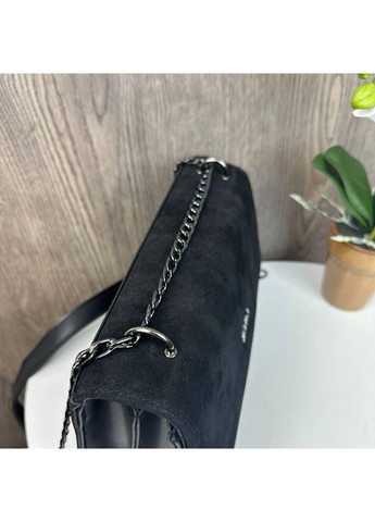 Женская замшевая сумочка черная мини клатч из натуральной замши для вечерних выходов и праздников ProDobro (363260231)