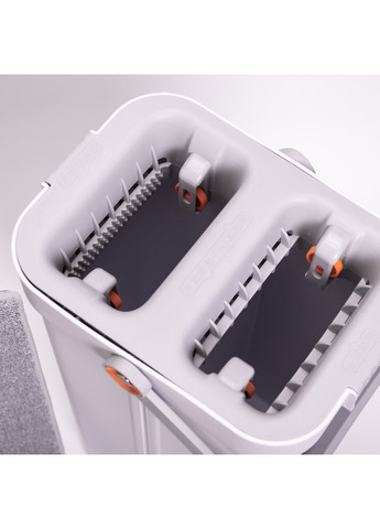 Набор для уборки с плоской шваброй и двухсекционным ведром с отжимом, насадка из микрофибры, компактный HP-35015-19 (A-035239) Household (372992281)