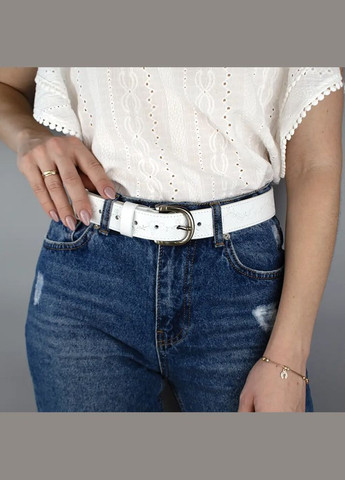 Ремень кожаный женский батал SF-3531 (145 см) белый с цветами SFIP (330224874)